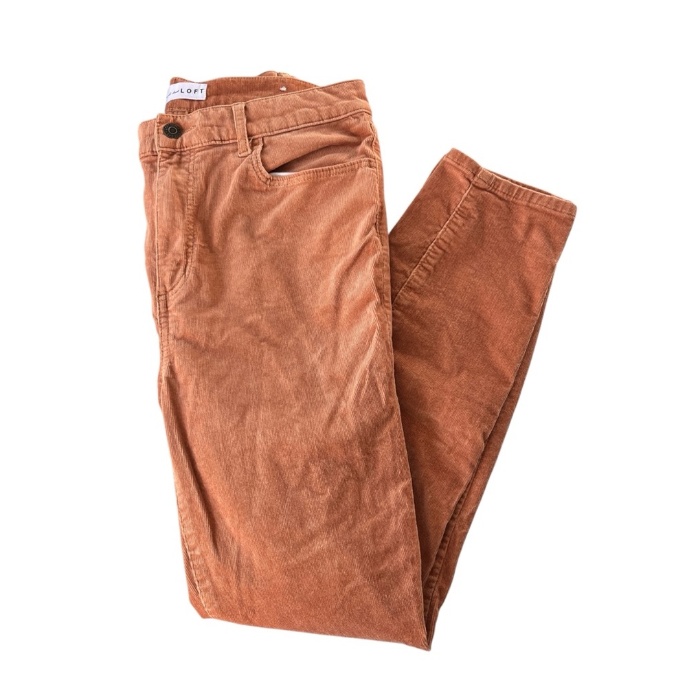 Ann Taylor LOFT High Waist Skinny Burnt Orange Corduroy Pants Size 29P Petite